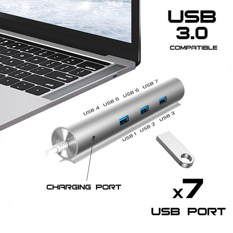 Hub USB 3.0 con Alimentación Externa Woxter HUB 73 PE26-142/ 7xUSB/ Gris