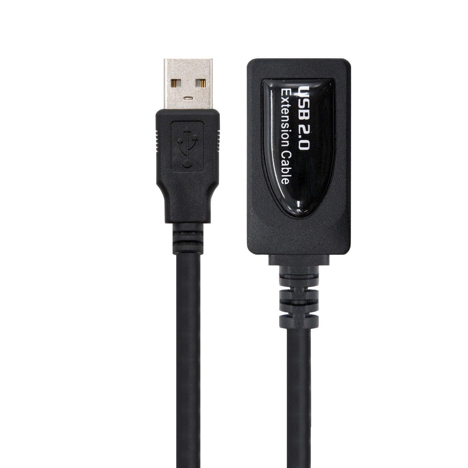 Cable Alargador USB 2.0 Nanocable 10.01.0212/ USB Macho - USB Hembra/ 10m/ Negro