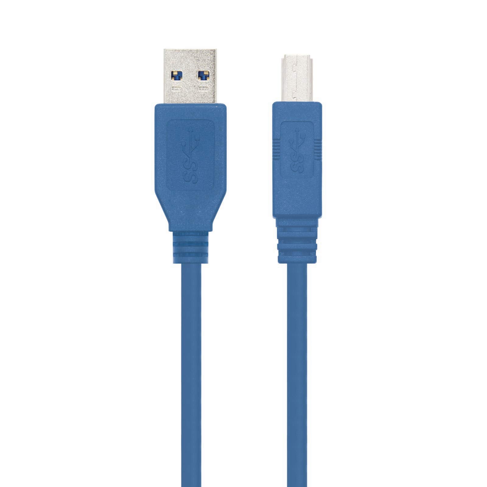 Cable USB 3.0 Impresora Nanocable 10.01.0802-BL/ USB Tipo-B Macho - USB Macho/ 2m/ Azul