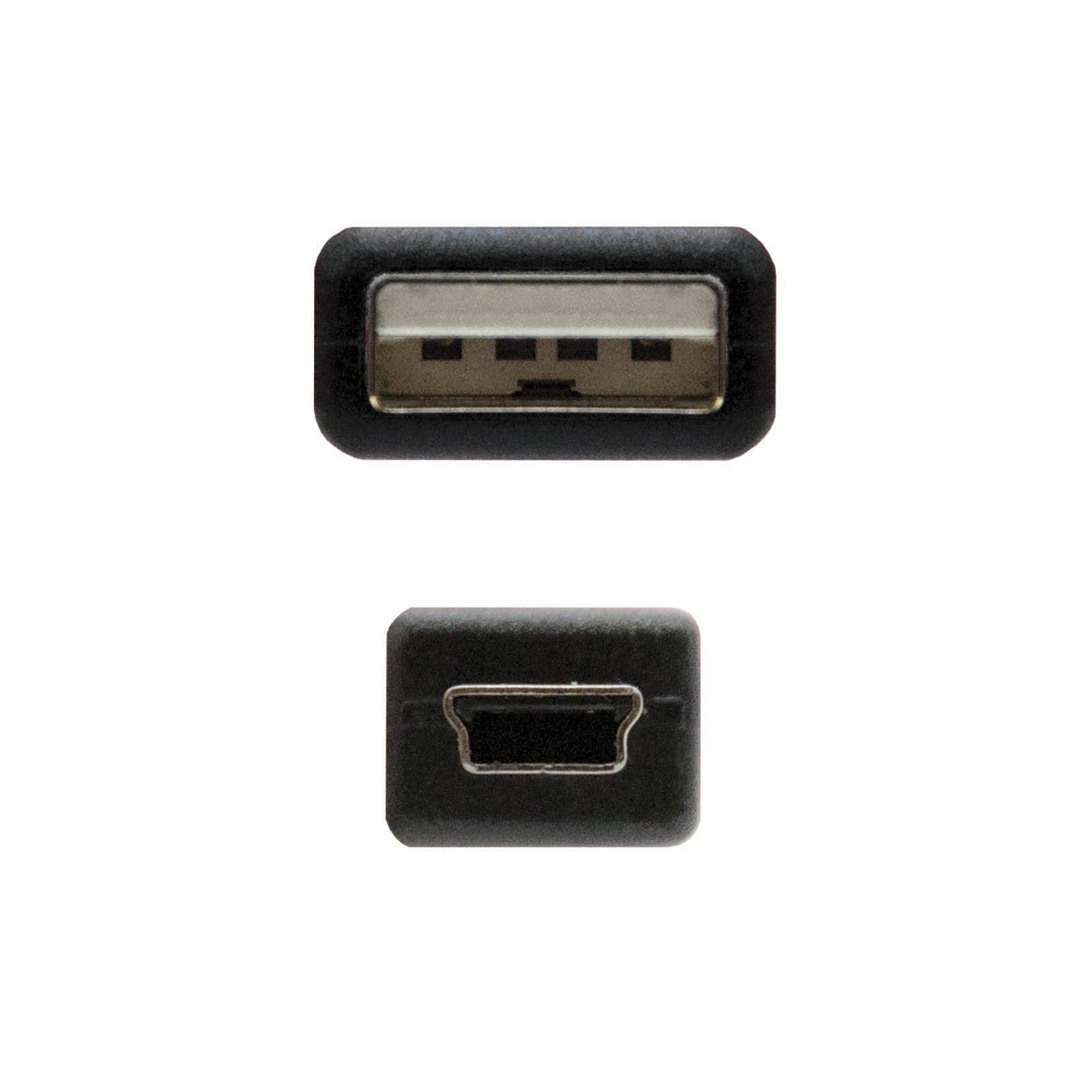 Cable USB 2.0 Nanocable 10.01.0401/ USB Macho - MiniUSB Macho/ 1m/ Negro