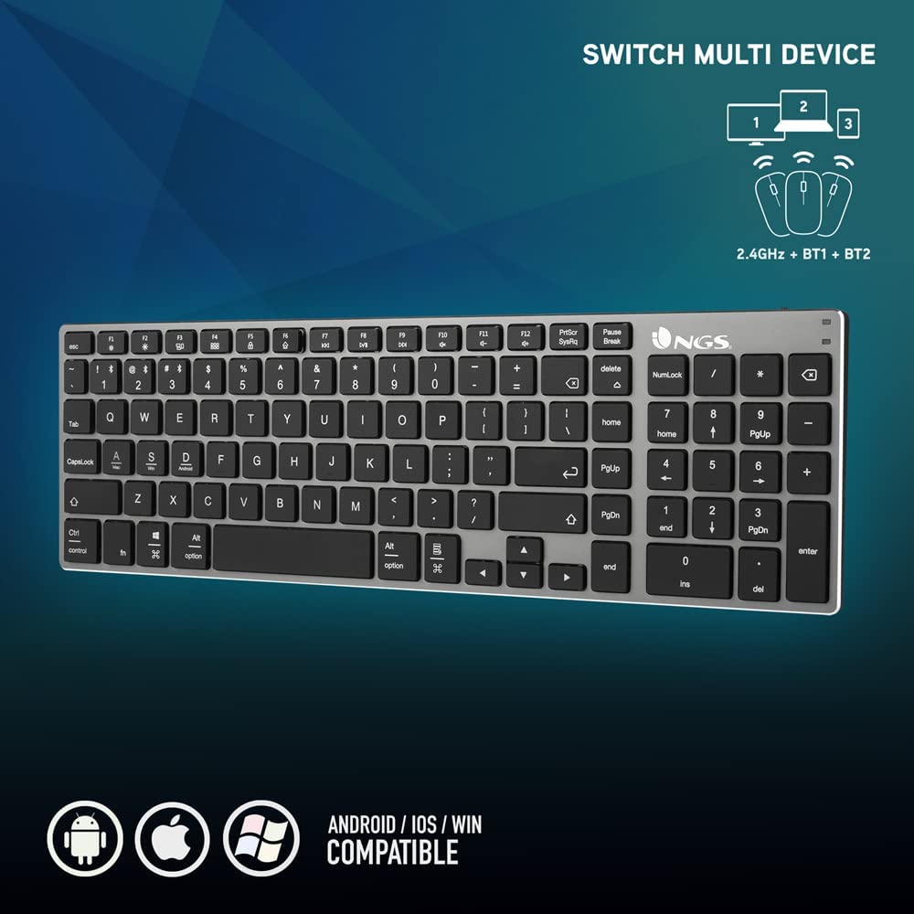 Teclado Inalámbrico por Bluetooth NGS Fortune-BT/ Gris