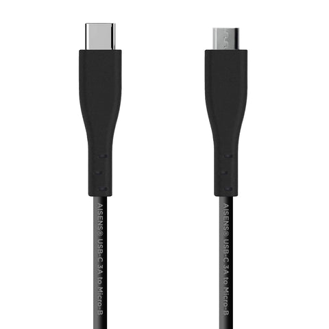 Cable USB 2.0 Aisens A107-0350/ USB Tipo-C Macho - MicroUSB/ Hasta 15W/ 60Mbps/ 2m/ Negro