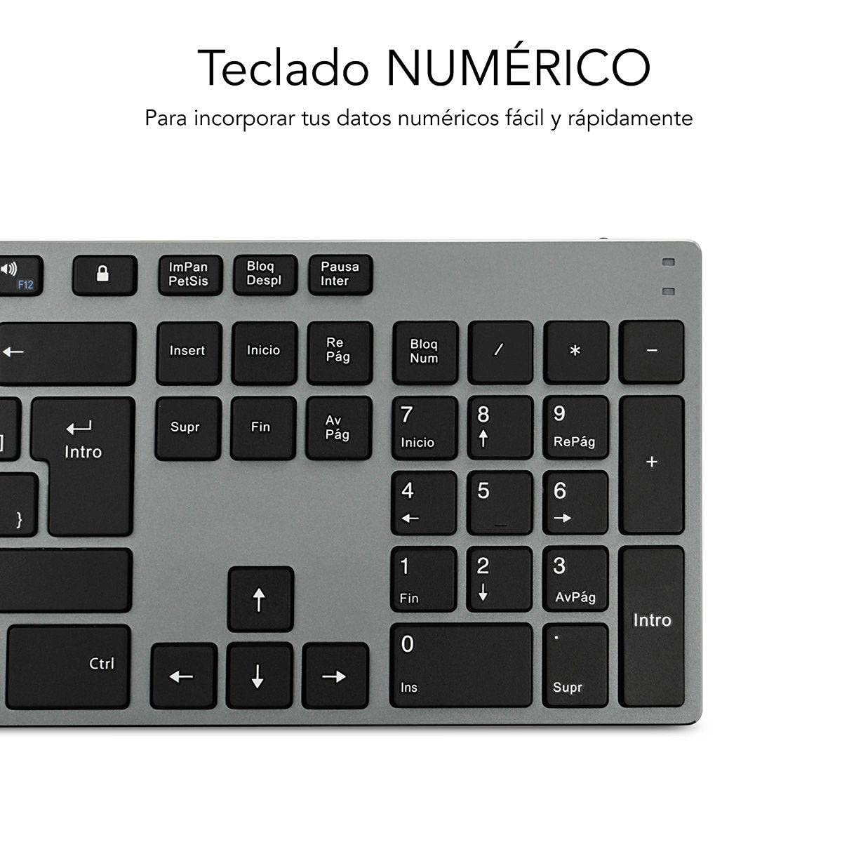 Teclado Inalámbrico por Bluetooth Subblim 3ADE301 Advance Extended/ Gris