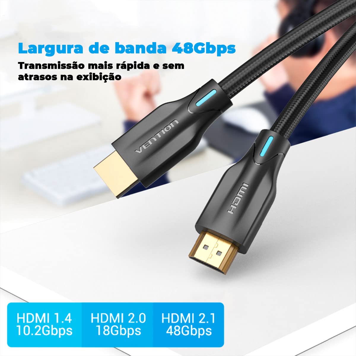 Cable HDMI 2.1 8K Vention AAUBH/ HDMI Macho - HDMI Macho/ 2m/ Negro