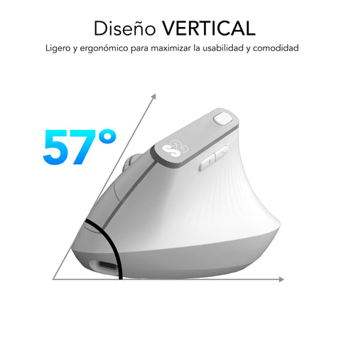 Ratón Ergonómico Inalámbrico por Bluetooth/ 2.4GHz Subblim Nature Vertical Ergo Dual Battery/ Batería Recargable/ Hasta 4000 DPI/ Blanco