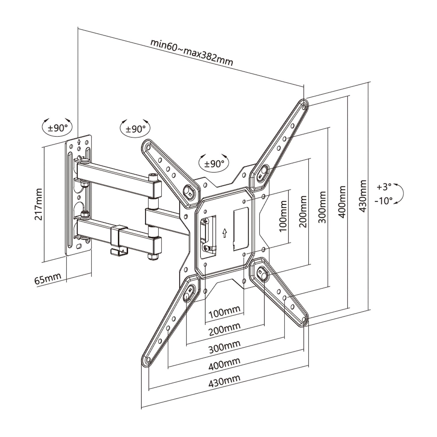 Soporte de Pared Giratorio/ Inclinable/ Aisens WT55TSE-153 para TV de 23-55'/ hasta 30kg