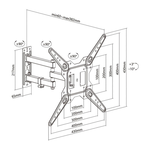 Soporte de Pared Giratorio/ Inclinable/ Aisens WT55TSE-153 para TV de 23-55'/ hasta 30kg