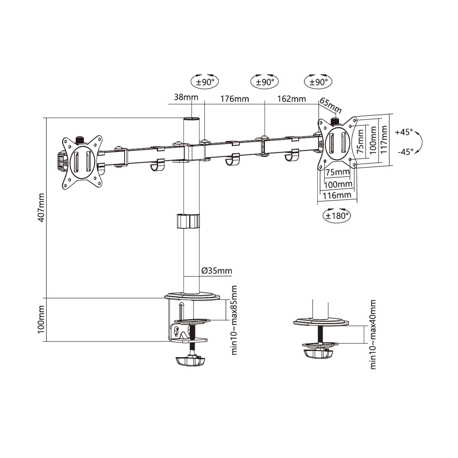 Soporte para 2 Monitores o TV Aisens DT32TSR-149/ hasta 9kg