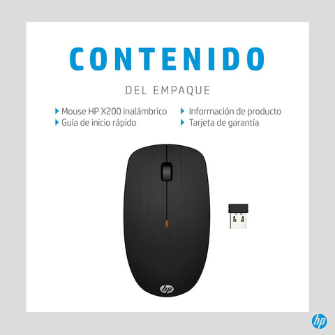 Ratón Inalámbrico HP X200/ Hasta 1600 DPI