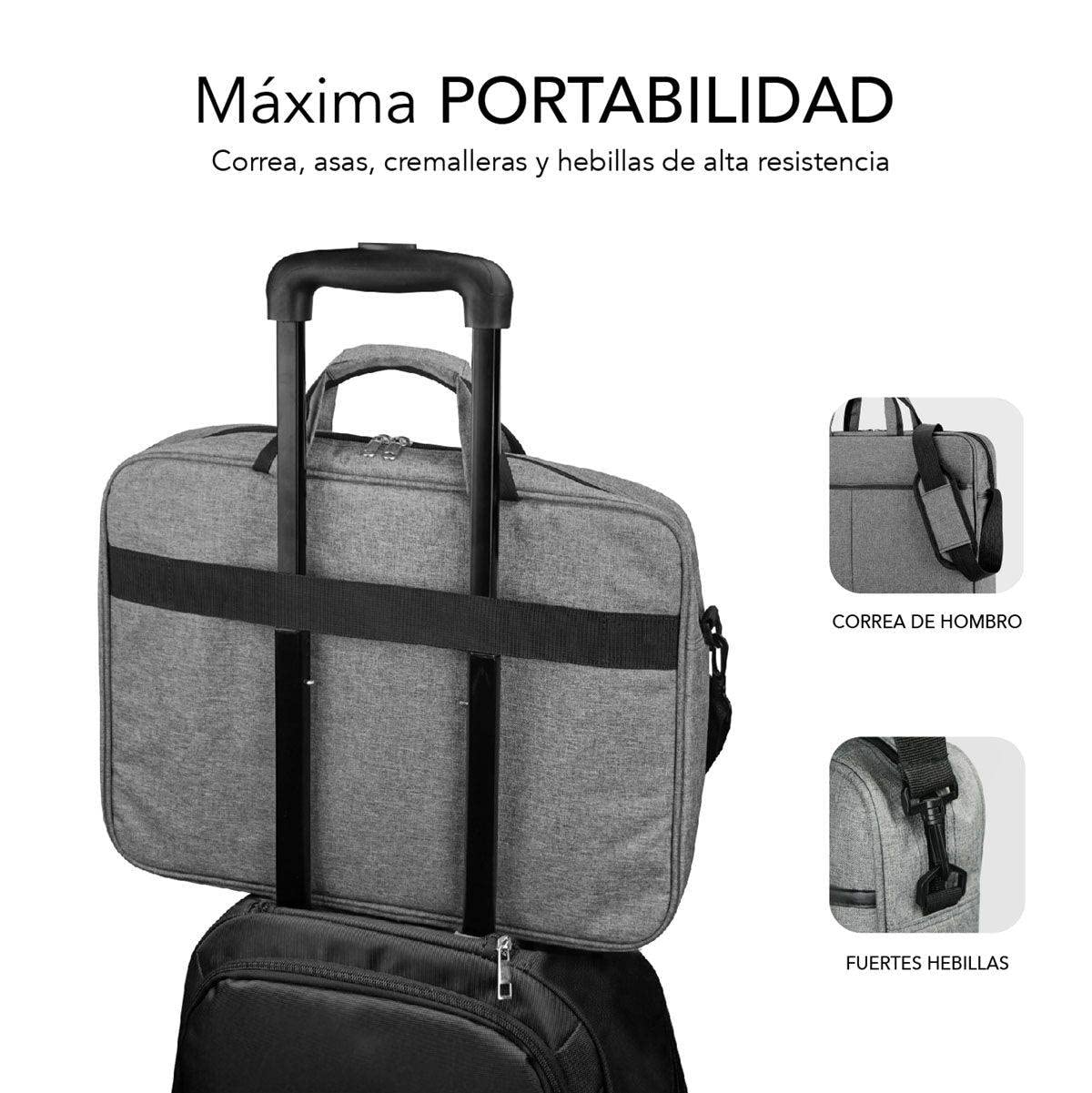 Maletín Subblim Elite Laptop Bag para Portátiles hasta 15.6'/ Cinta para Trolley/ Gris