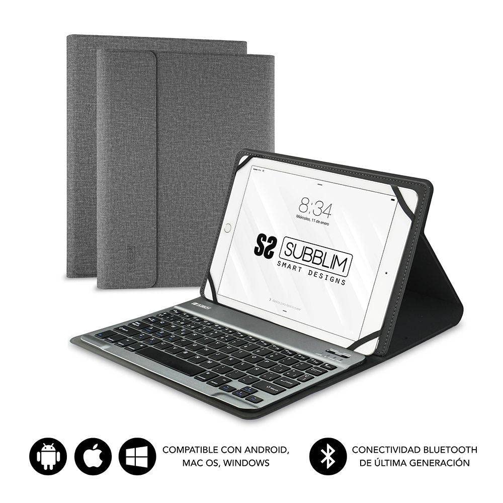 Funda con Teclado Subblim Keytab Pro Bluetooth para Tablets de 10.1'-10.8'/ Gris