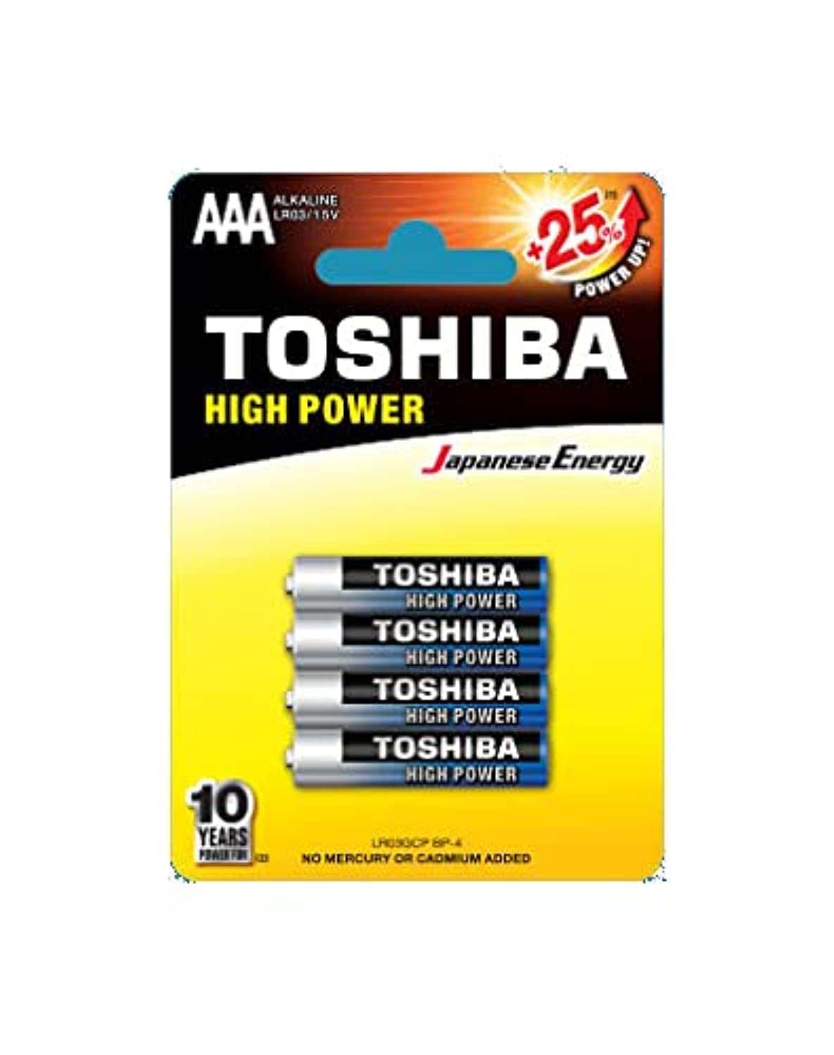 Pack de 4 Pilas AAA Toshiba High Power LR03/ 1.5V/ Alcalinas