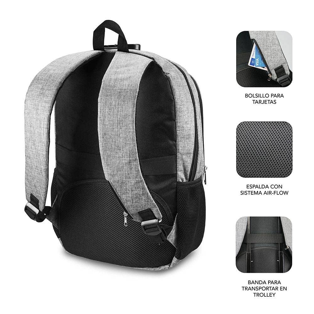 Mochila Subblim Urban Lock para Portátiles hasta 16'/ Puerto USB/ Antirrobo/ Gris