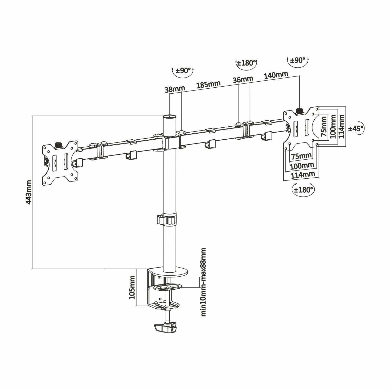 Soporte para 2 Monitores Aisens DT32TSR-041/ hasta 8kg