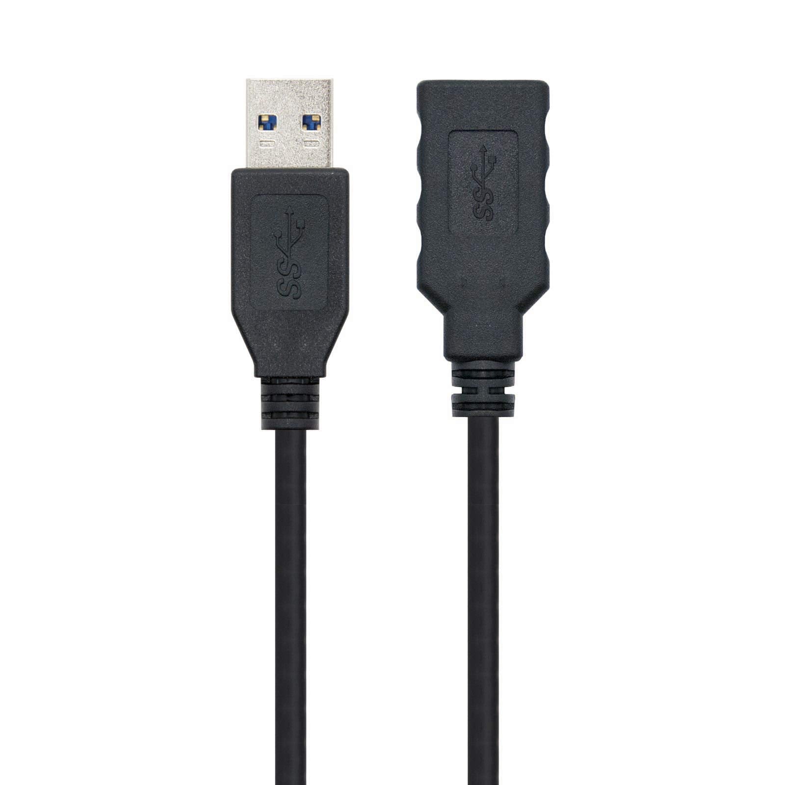 Cable Alargador USB 3.0 Nanocable 10.01.0902-BK/ USB Macho - USB Hembra/ 2m/ Negro