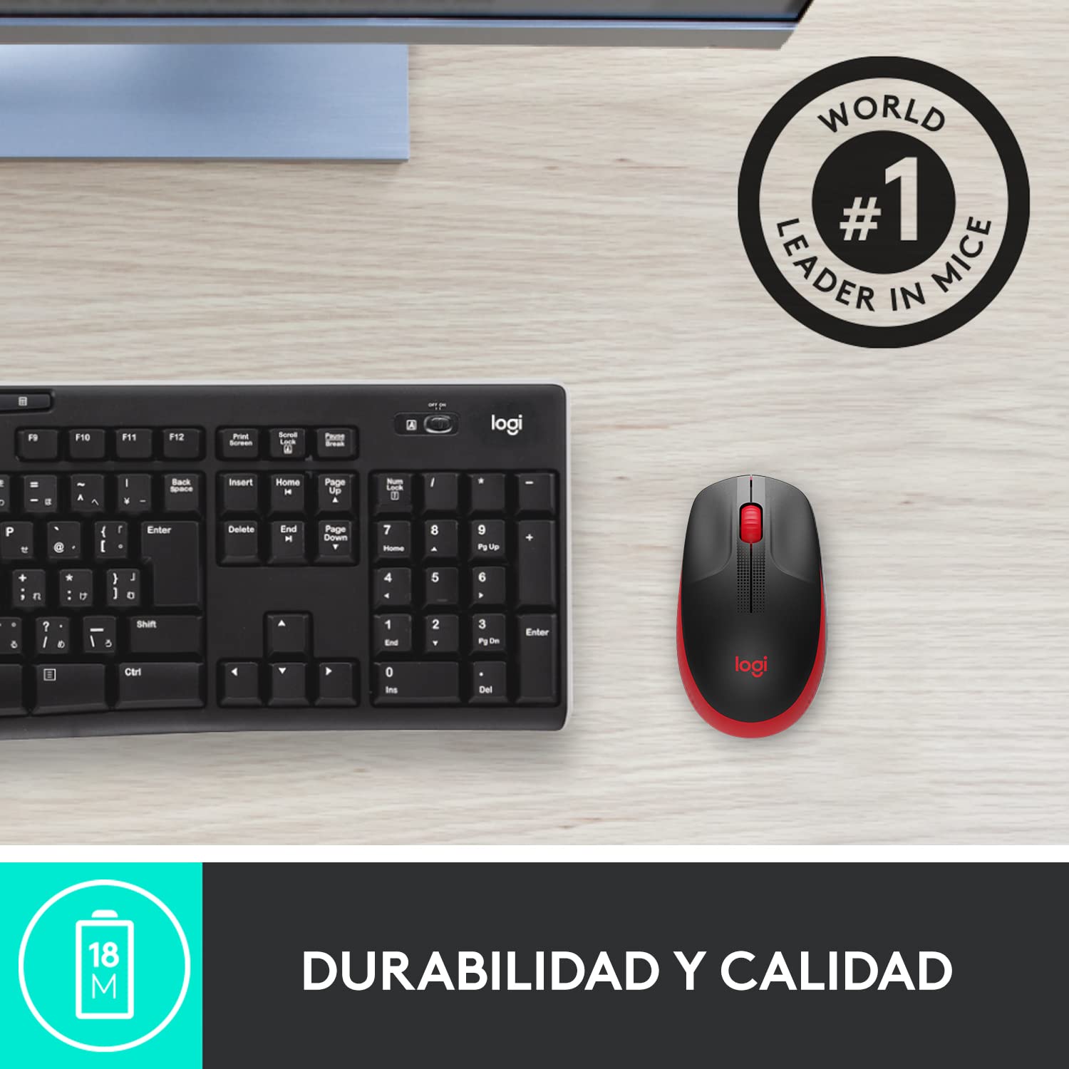 Ratón Inalámbrico Logitech M190/ Hasta 1000 DPI/ Rojo