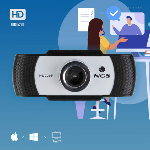 Webcam NGS Xpress Cam 720/ 1280 x 720 HD/ Blanco y Negro