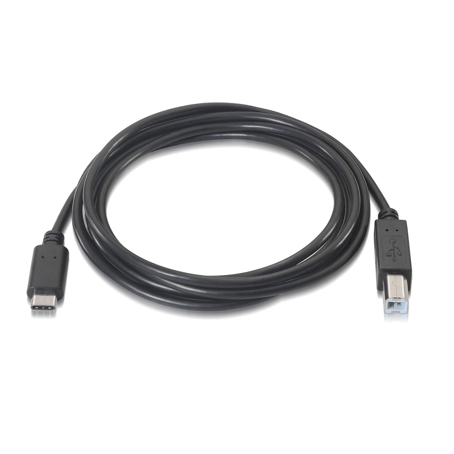 Cable USB 2.0 Impresora Aisens A107-0053/ USB Tipo-C Macho - USB Tipo-B Macho/ Hasta 9W/ 625Mbps/ 1m/ Negro