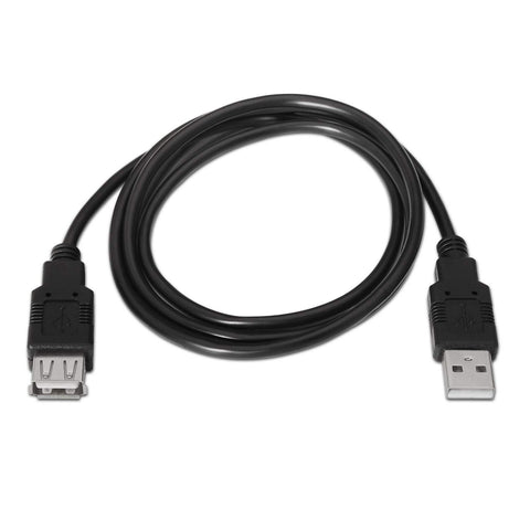 Cable Alargador USB 2.0 Aisens A101-0016/ USB Macho - USB Hembra/ Hasta 2.5W/ 60Mbps/ 1.8m/ Negro