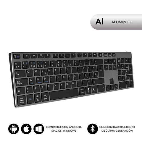 Teclado Inalámbrico por Bluetooth Subblim 3ADE301 Advance Extended/ Gris