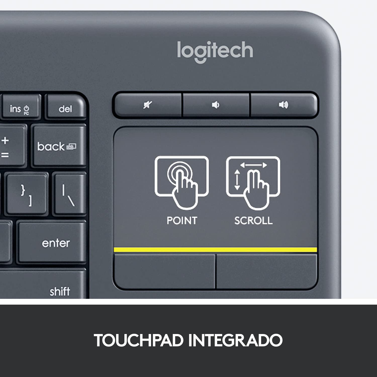 Teclado para Smart TV Logitech Wireless Touch K400 Plus