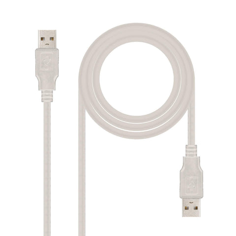 Cable USB 2.0 Nanocable 10.01.0302/ USB Macho - USB Macho/ 1m/ Beige