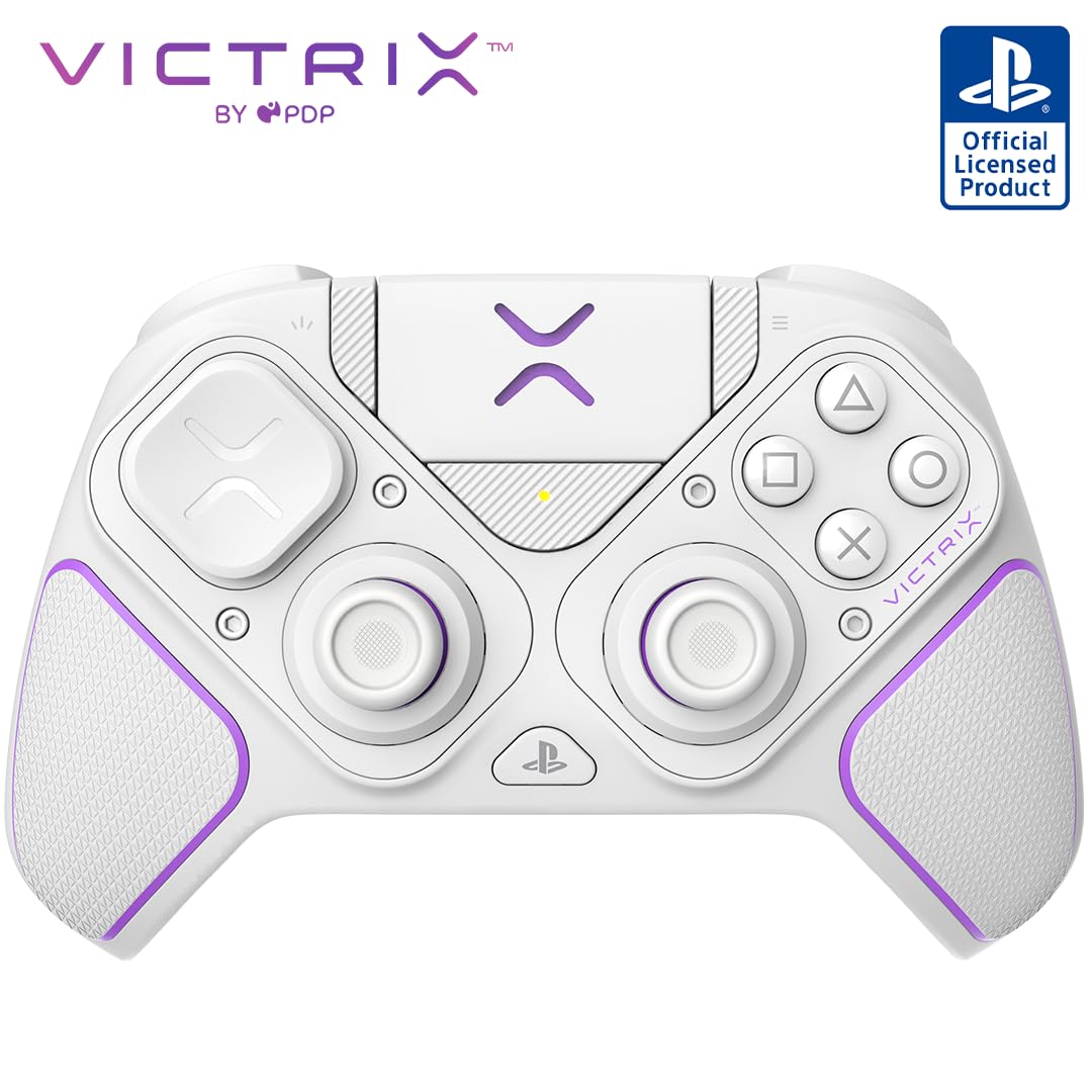 PDP Victrix Pro BFG inalámbrico Gaming controlador for Playstation 5 / PS5, PS4, PC, Modular Gamepad, Remappable Buttons, Customizable Triggers/Paddles/D-Pad, PC App White