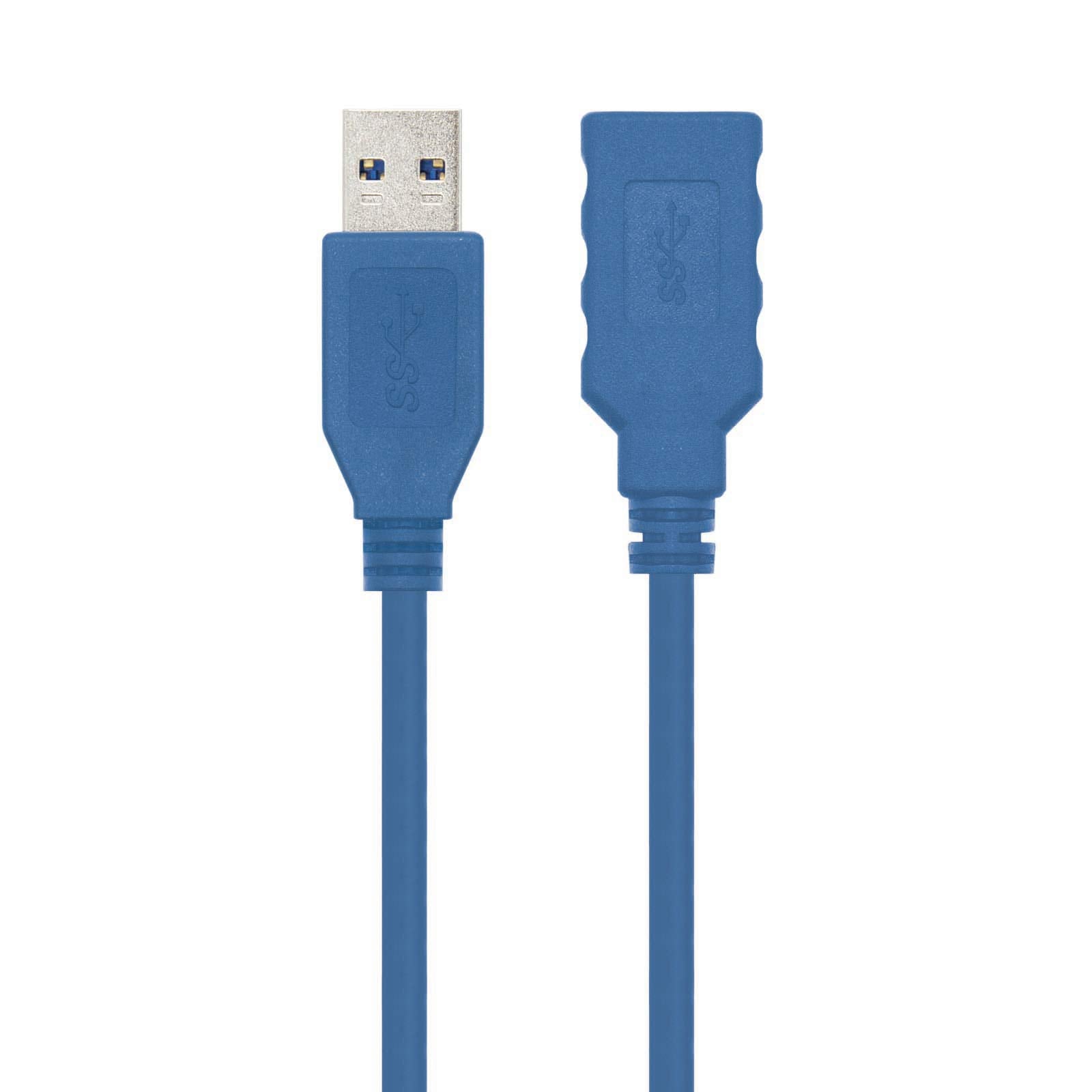 Cable Alargador USB 3.0 Nanocable 10.01.0901/ USB Macho - USB Hembra/ 1m/ Azul