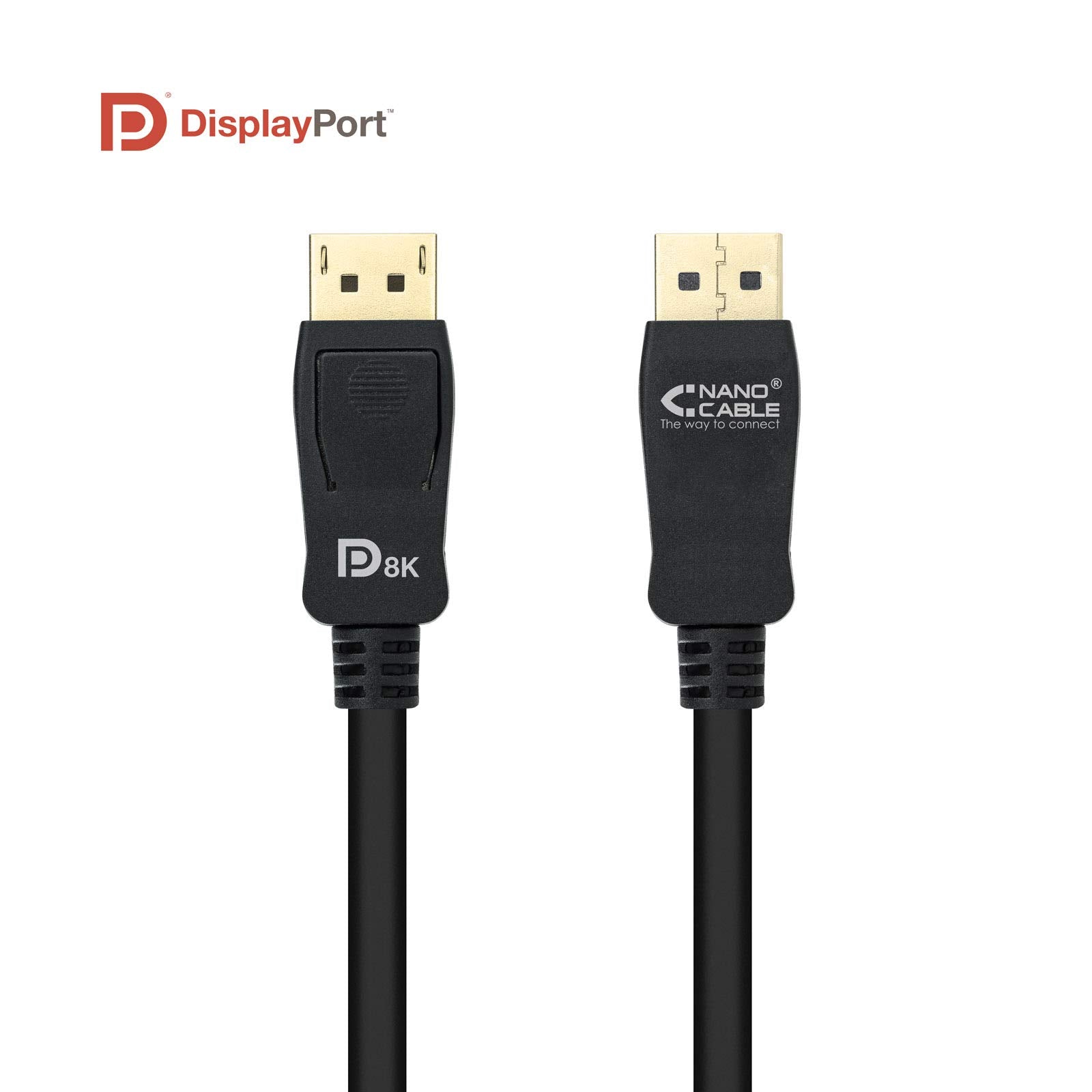 Cable DisplayPort 1.4 8K Nanocable 10.15.2502/ DisplayPort Macho - DisplayPort Macho/ 2m/ Certificado/ Negro