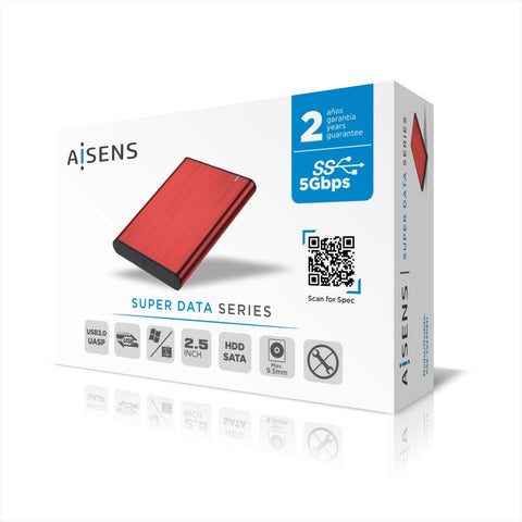 Caja Externa para Disco Duro de 2.5' Aisens ASE-2525RED/ USB 3.1/ Sin tornillos