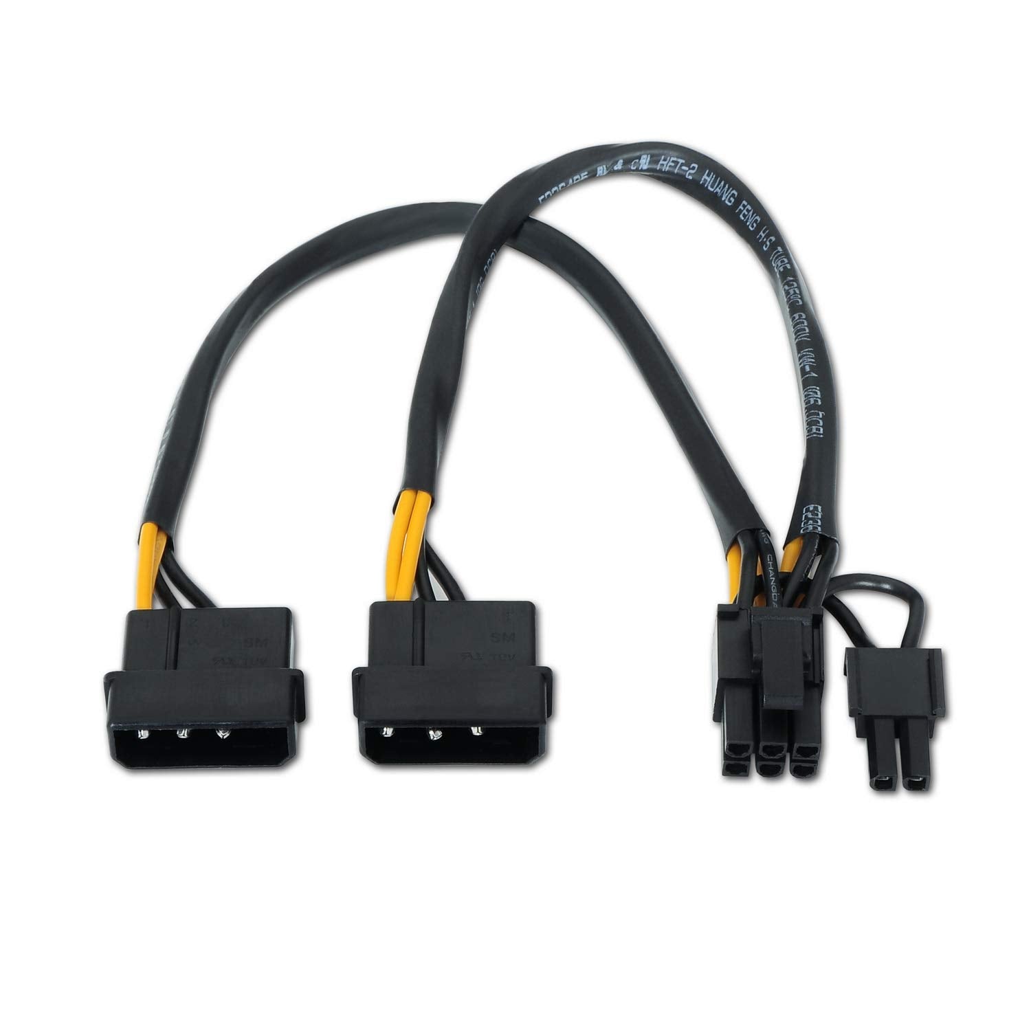 Cable Alimentación Tarjeta Gráfica Aisens A131-0165/ 2x Molex Macho - Molex 6+2 PIN Macho/ Hasta 54W/ 20cm