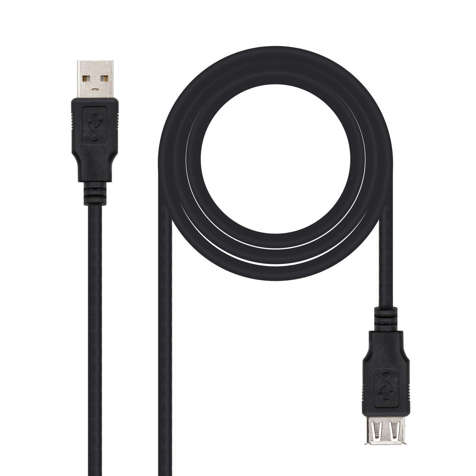 Cable Alargador USB Nanocable 10.01.0204-BK/ USB Macho - USB Hembra/ 3m/ Negro