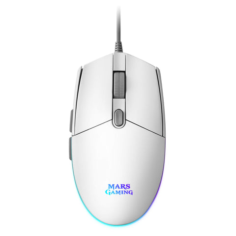 Ratón Gaming Mars Gaming MMGW/ Hasta 3200 DPI/ Blanco