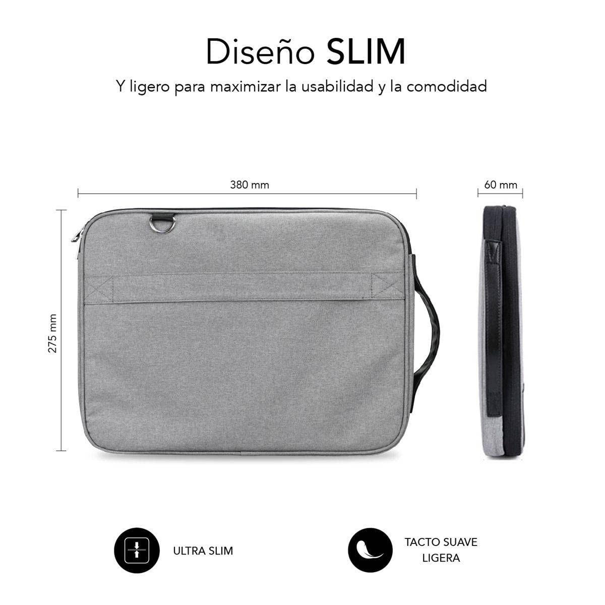 Maletín Subblim Advance Laptop Sleeve para Portátiles hasta 15.6'/ Gris