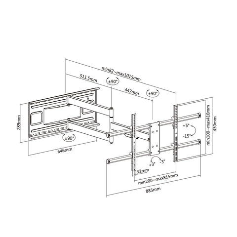 Soporte de Pared Giratorio/ Inclinable/ Nivelable Aisens WT80TSLE-161 para TV de 43-80'/ hasta 50kg