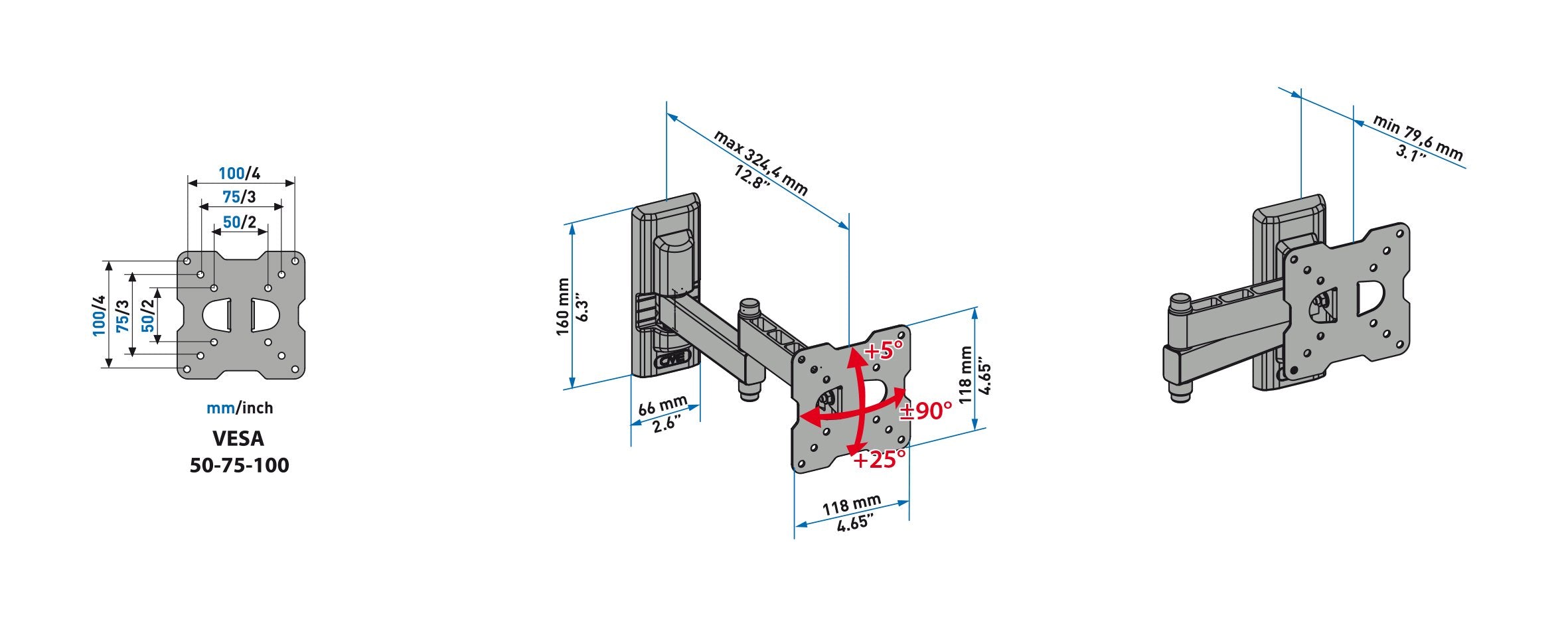 Soporte de Pared Giratorio/ Inclinable CME Meliconi EDR100 para TV de 14-25'/ hasta 17kg