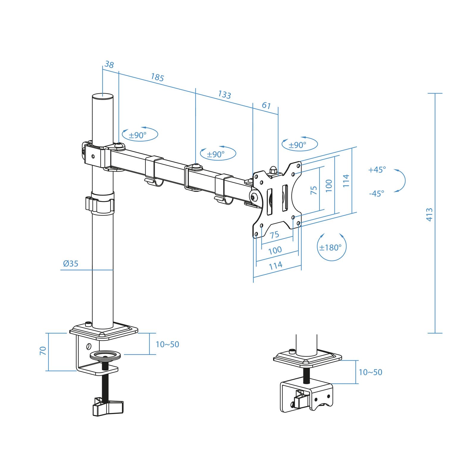 Soporte para Monitor TooQ DB1801TN-B/ hasta 8kg