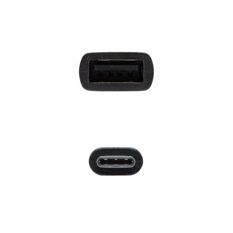 Cable USB 2.0 Nanocable 10.01.2400/ USB Tipo-C Macho - USB Hembra/ 15cm/ Negro