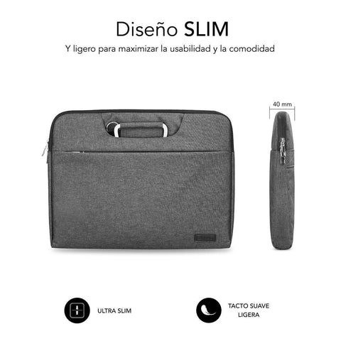 Maletín Subblim Business Laptop Sleeve para Portátiles hasta 15.6'/ Cinta para Trolley/ Gris