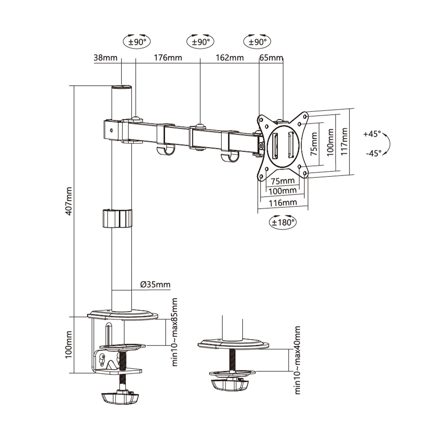 Soporte para Monitor y TV Aisens DT32TSR-147/ hasta 9kg