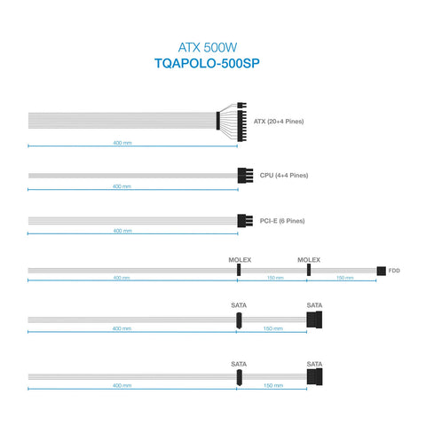 Fuente de Alimentación TooQ TQAPOLO-500SP/ 500W/ Ventilador 12cm