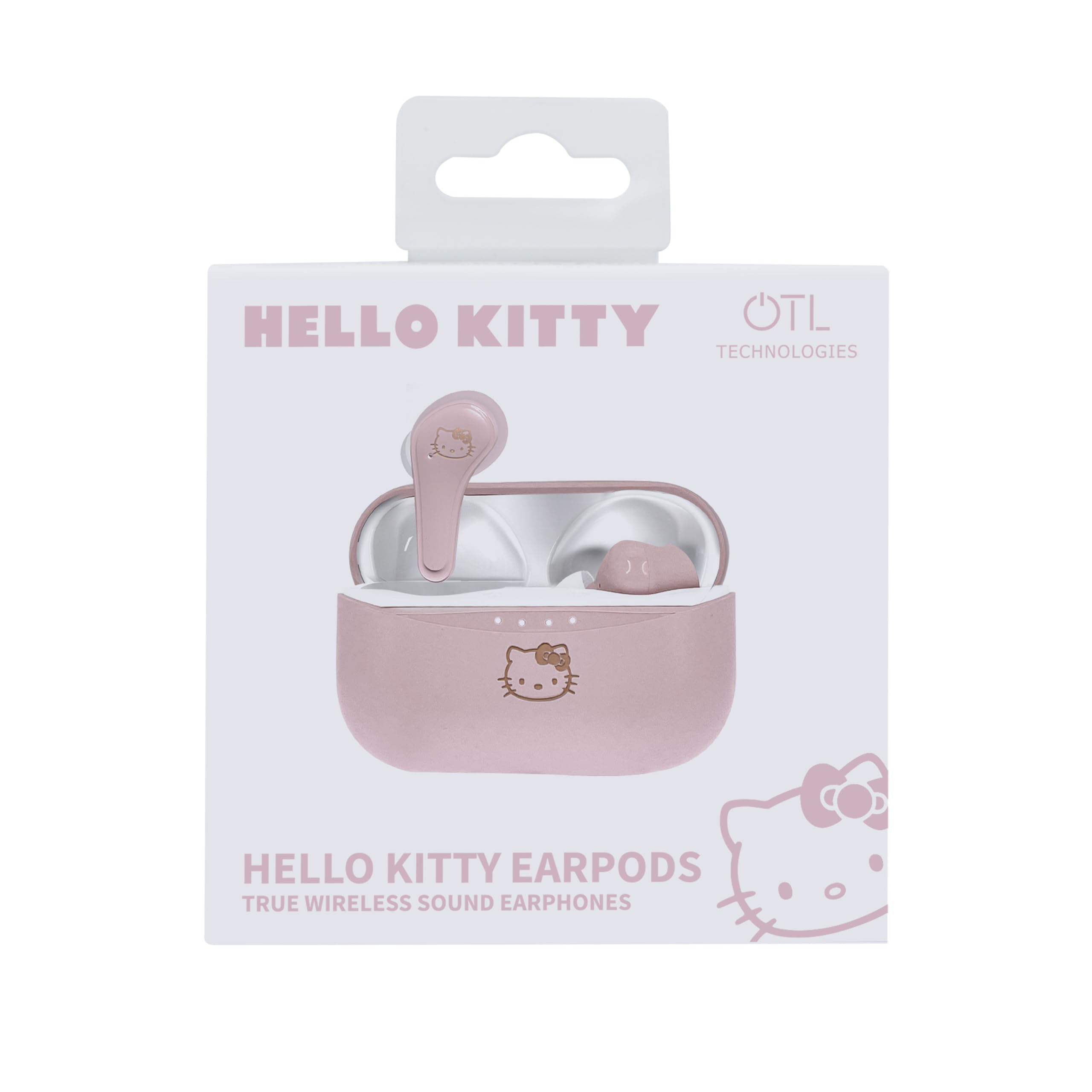 OTL Technologies Auriculares inalámbricos Bluetooth V5.0 para niños Hello Kitty con Caja de Carga, Color Rosa