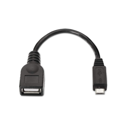 Cable USB 2.0 Aisens A101-0031/ MicroUSB Macho - USB Hembra/ Hasta 2.5W/ 60Mbps/ 15cm/ Negro