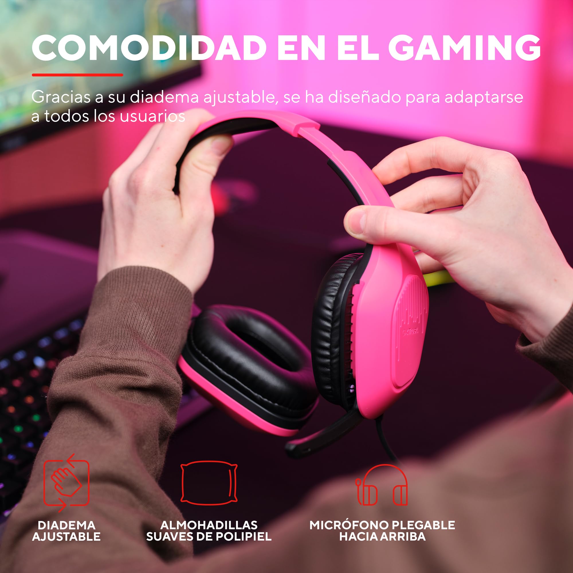 Auriculares Gaming con Micrófono Trust Gaming GXT 415 Zirox/ Jack 3.5/ Rosas