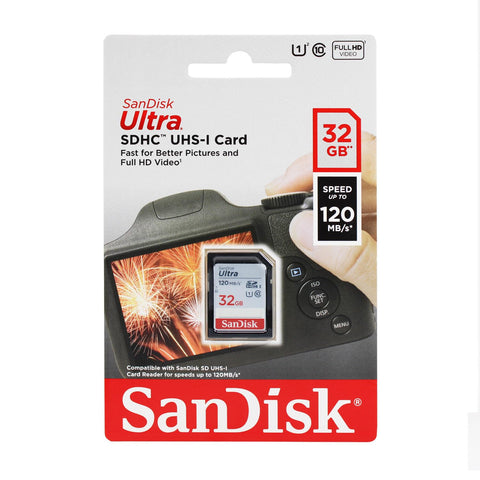 Tarjeta de Memoria SanDisk Ultra 32GB SD HC UHS-I - SDXC/ Clase 10/ 120MBs