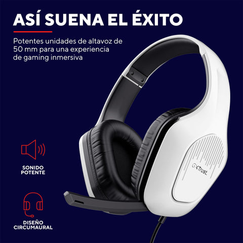 Auriculares Gaming con Micrófono Trust Gaming GXT 415 Zirox/ Jack 3.5/ Blancos