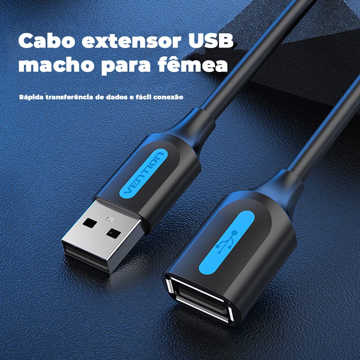 Cable Alargador USB 2.0 Vention CBIBG/ USB Macho - USB Hembra/ 480Mbps/ 1.5m/ Negro