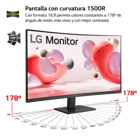 Monitor Curvo LG 32MR50C-B 31.5'/ Full HD/ Multimedia/ Negro