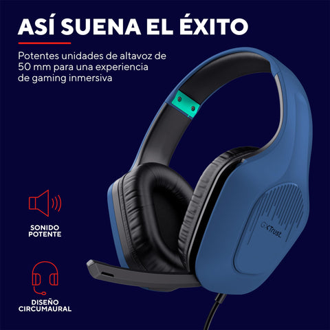 Auriculares Gaming con Micrófono Trust Gaming GXT 415 Zirox/ Jack 3.5/ Azules