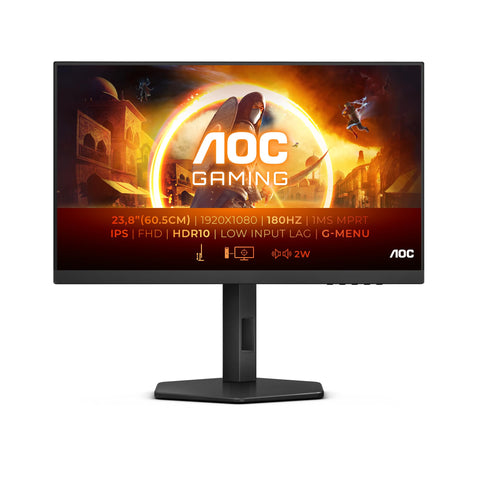 Monitor Gaming AOC 24G4X 23.8'/ Full HD/ 0.5ms/ 180Hz/ IPS/ Multimedia/ Regulable en altura/ Negro